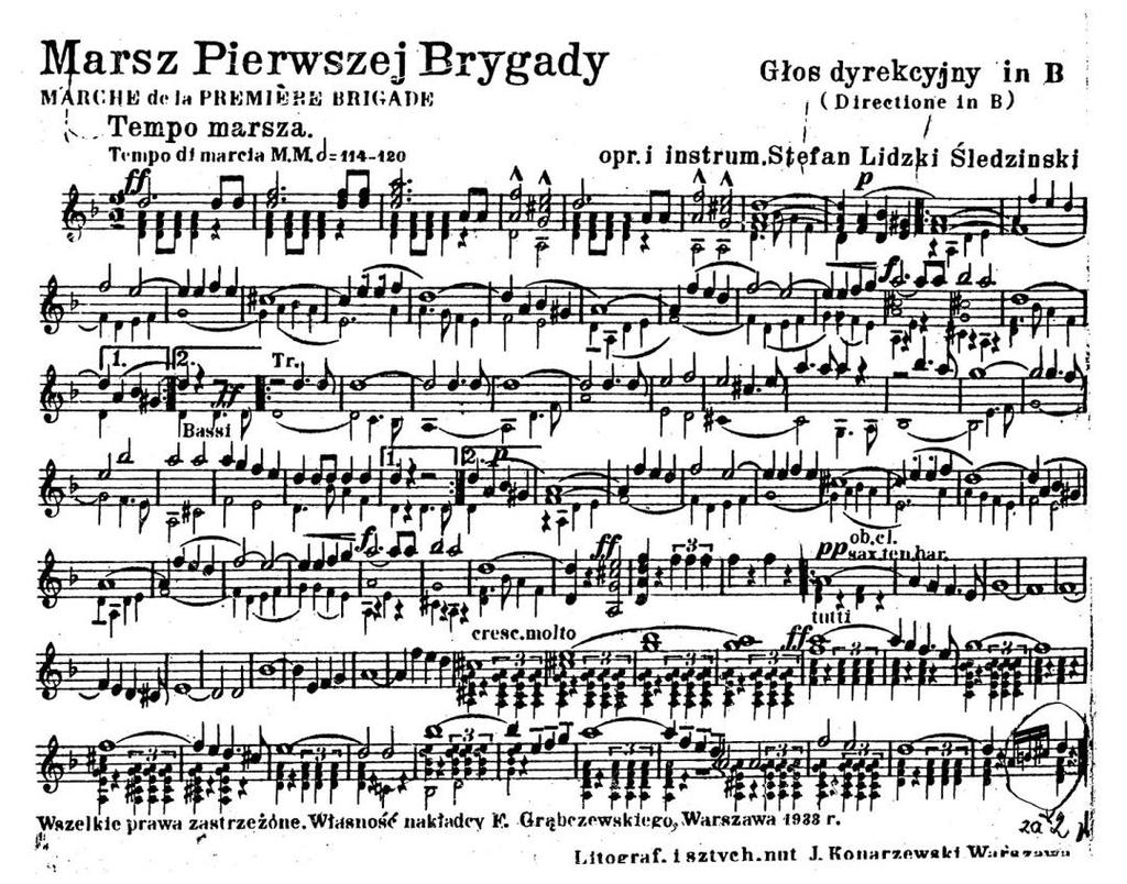 Potem się dopiero śpiewało»pierwszą Brygadę«na specjalne życzenie Piłsudskiego, który bardzo lubił tę pieśń i śpiewał ją sam, choć głosu nie miał za grosz (Wacław Jędrzejewicz) Istotnie, słów