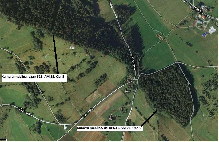 24 3.8 Lokalizacja kamer mobilnych (Fotopułapek) nr 1 i 2 Dz. Nr 516, AM 15, Obr 5 i dz.