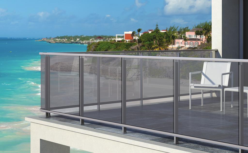 SQUARE system SL14 Glass Model Railing System całoszklany z poręczą The Profiles and Accessories Shown in the System /