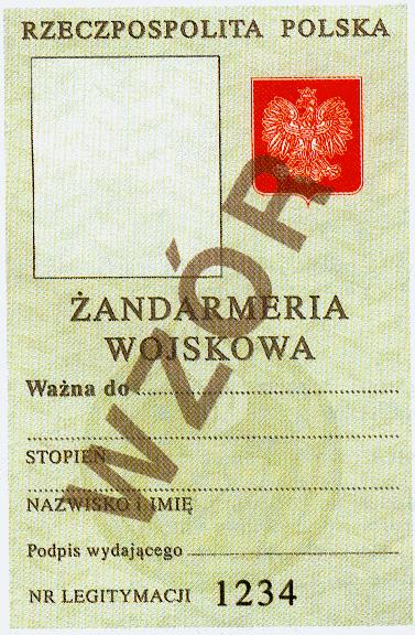 Druga strona legitymacji: 1) napis: "RZECZPOSPOLITA POLSKA" koloru czarnego, 2) orzeł biały w koronie na tle czerwonym, 3) w ramce zdjęcie i pieczęć wyciskowa, 4) poniższe napisy