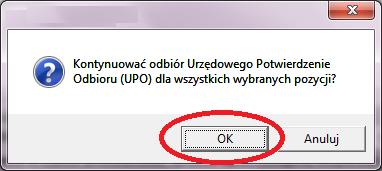 Po zaznaczeniu deklaracji należy wybrać przycisk 'Odbierz UPO': Po