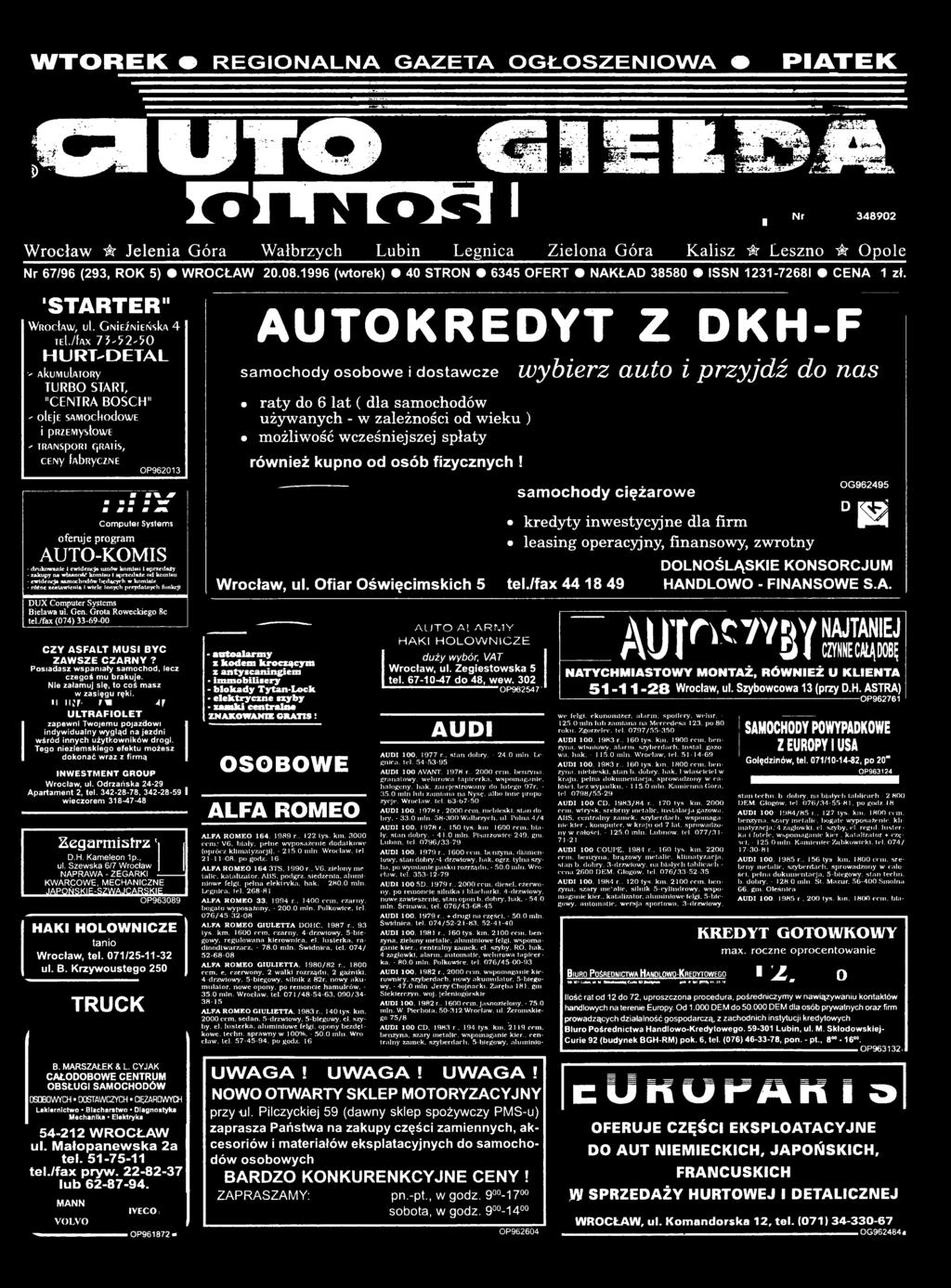 C o m p u te r Systems o f e r u j e p r o g r a m AUTO-KOM IS - drukowanie 1ewidencja umów komisu i sprzedaży - zakupy na własuoóć komisu i aprzcdażc <xl komisu - ewidencja samochodów lubiących w