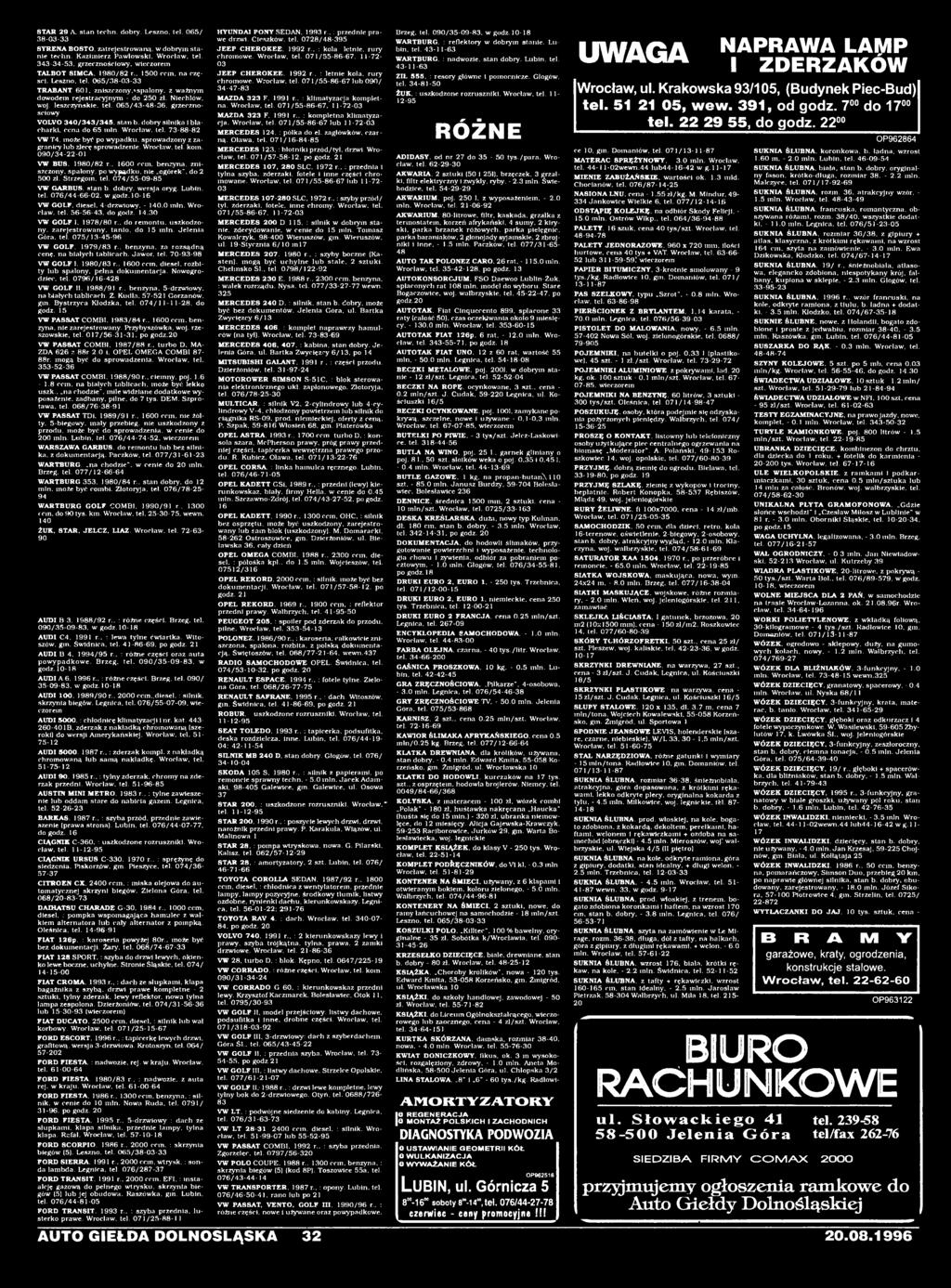 076/44-66-02. w godz. 10-16 VW GOLF. diesel, 4-drzwiowy. - 140.0 min. Wrocław. tel. 56-56-43. do godz. 14.30 VW GOLF 1. 1978/80 r.. do remontu, uszkodzony. zarejestrowany, tanio, do 15 min.