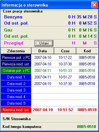 2.5. Informacja o sterowniku Aby wywołać okno Informacja o sterowniku należy w prawym górnym rogu programu nacisnąć przycisk lub w menu help wybrać opcję Informacja o sterowniku.