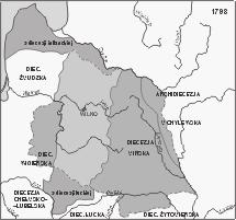 Kościół rzymskokatolicki na Białorusi i Litwie w XIX i początkach XX stulecia parafii i filii w guberni kijowskiej, stanowiącej część archidiecezji mohylewskiej, wykraczającej poza obszar Białorusi i
