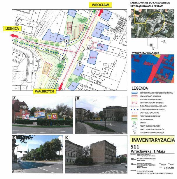 Przykład inwentaryzacja i wytyczne dla obszaru skrzyżowania: ul. Szarych Szeregów ul.
