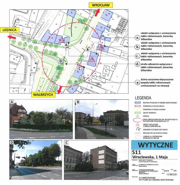 Przykład inwentaryzacja i wytyczne dla obszaru skrzyżowania: ul. Wrocławskiej ul.