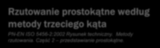 Kierunki obserwacji a-f Rzutowanie prostokątne według metody trzeciego kąta PN-EN ISO 5456-2:2002 Rysunek techniczny. Metody rzutowania. Część 2 przedstawianie prostokątne.