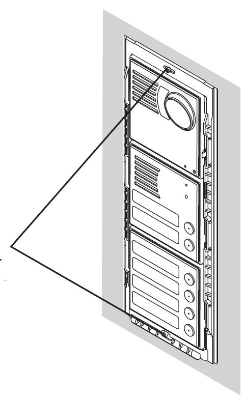 7) Przykręć panel wywołania Użyj wkrętów 12) Zamontuj front modułu