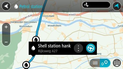 Na mapie otworzy się menu podręczne, zawierające nazwę stacji benzynowej. 4. Wybierz opcję Jedź. Zostanie zaplanowana trasa, a następnie rozpocznie się nawigacja do celu podróży.
