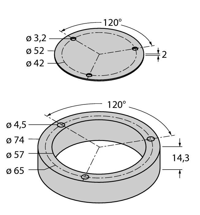 and shield for inductive encoders Ri-QR24 M4-QR24 1590919 Aluminium protecting ring and shield for inductive encoders Ri-QR24 6 / 9 Hans