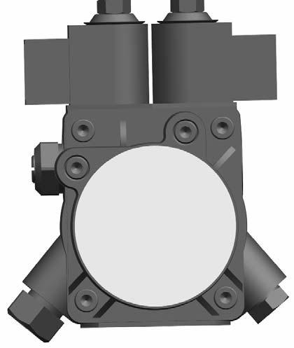 Pompa oleju SUNTEC AT 265 - M 302-5 S / M 302-6 S Pompa jest samozasysającą, prawo-obrotową pompą zębatą (patrząc od strony wału) : W pompie zamontowano filtr dopływowy i regulator ciśnienia oleju.