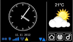 Ekran startowy / standardowy 1 2 3 4 5 6 1 Ekran główny Na ekranie głównym wyświetlany jest czas i data oraz ewentualnie prognoza pogody.