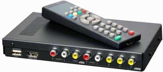 MPEG 4 DVB-2010HD Cyfrowy tuner telewizyjny z dekoderem MPEG-4 wbudowany dekoder MPEG-4 1 wejście AUX 1 wyjście audio 3 wyjścia wideo złącza USB i HDMI możliwość odtwarzania plików mp3, filmów i