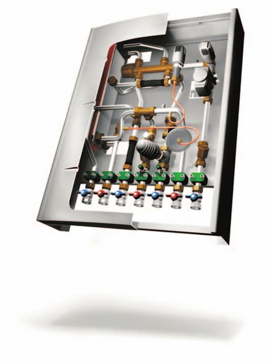 BUDOWA URZÑDZENIA Sk adniki wyposa enia i pod àczenia do instalacji. Termostatyczny zawór ograniczajàcy temperatur powrotu czynnika z instalacji c.o. Odpowietrzniki Termostatyczny zawór typu TTV - mostek cyrkulacyjny Proporcjonalny regulator przep ywu typu PM Regler Wstawka do licznika ciep a (d.