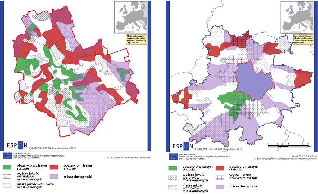 Mapa 7. Typologia warunków mieszkaniowych i atrakcyjności metropolii warszawskiej (ESPON BEST METROPOLISES) nego w związku z przepisami prawa własności.