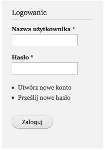 Rozdzia 2. Pierwsze kroki 25 Rysunek 2.2. Pasek boczny z formularzem logowania si W I C Z E N I E 2.1 Logowanie i wylogowywanie si 1.