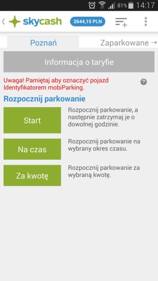 W przypadku ponownego uruchomienia aplikacji wybór ten zostanie zapamiętany i od razu użytkownik