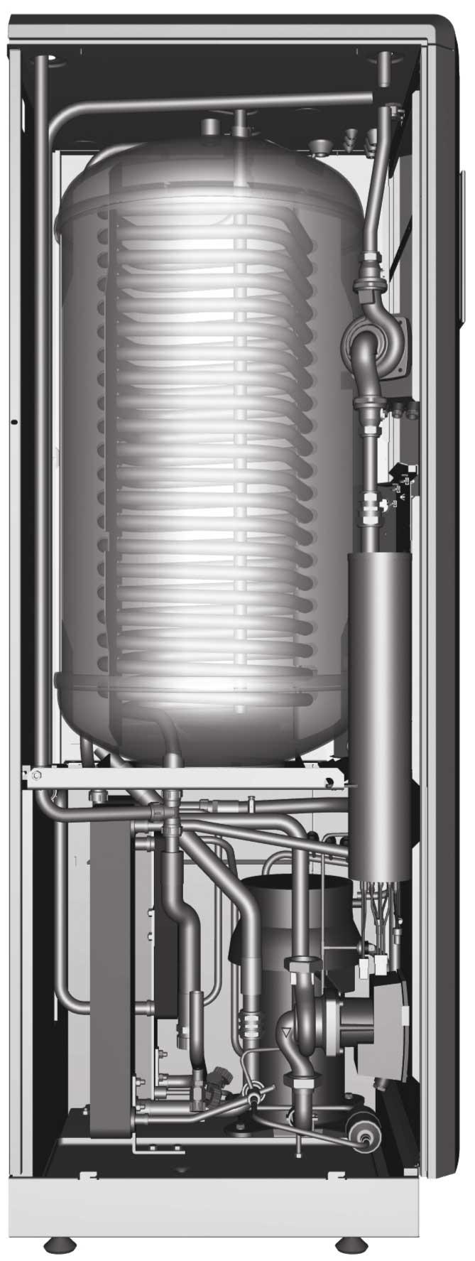 sterownika 4 Zawór mieszający HGW 16 Panel elektryczny 5 Czujnik temperatury rurociągu zasilającego instalacji grzewczej 17 Sprężarka 6 Pompa obiegowa