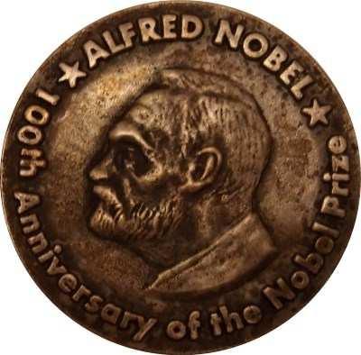 37 Alfred Nobel 100th Anniversary of the Nobel Prize. Stockholm 2001. Projekt, model - Józef Kawecki.
