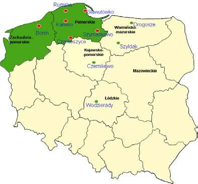 W roku 2016 obserwacje prowadzono łącznie w 10 miejscowościach, zlokalizowanych głównie na terenie Polski północnej, w których monitorowano naloty mszyc uskrzydlonych za pomocą żółtych szalek (rys.