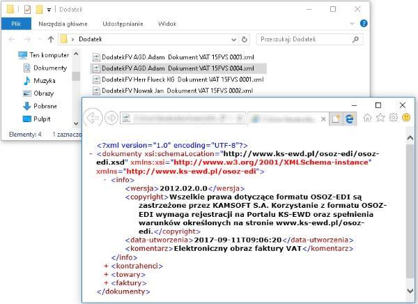 Wst p Dodatek eksportuje faktur oraz korekt do pliku xml.