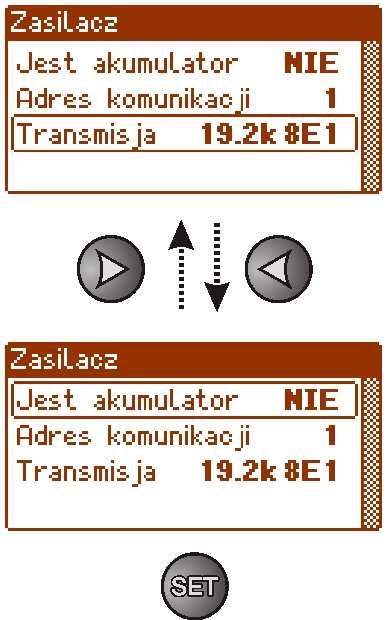 3.4.2 Zasilacz. Funkcja dostępna tylko po poprawnym wpisaniu hasła instalatora.