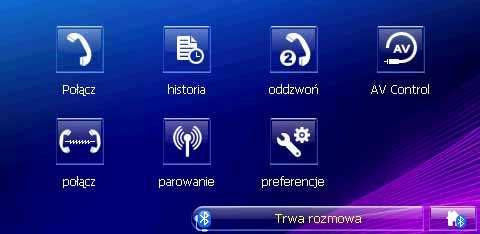 3.3 Telefon 3.3.1 O telefonie Menu Telefon pozwala na uŝywanie urządzenia jako zestawu głośnomówiącego dla telefonu obsługującego połączenia Bluetooth.