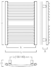 wyselekcjonowane stal precyzyjna Kolektor: 56 x 34 mm Profil: 30 x 10 mm Przyłącza: G 1/2 Powierzchnia: powłoka lakiernicza Maks. Ciśnienie robocze: 0,7 MPa Maks.