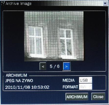 5.2.7 Wyszukiwanie danych archiwalnych (ARCHIWUM) Okno wyszukiwania danych archiwalnych (ARCHIWUM) umożliwia znajdowanie wcześniej zapisanych fragmentów video i obrazów nieruchomych. 1.