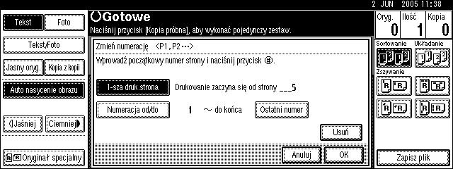 Funkcje kopiarki Zmiana pozycji stempla A Naciãnij przycisk [Zmieñ]. B Wybierz pozycjê, a nastêpnie naciãnij przycisk [OK].