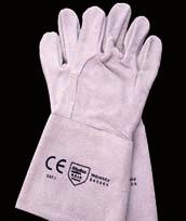 Welding gloves. Cow leather in grey colour, full palm, without lining. Zobacz również: Odzież skórzana - str.