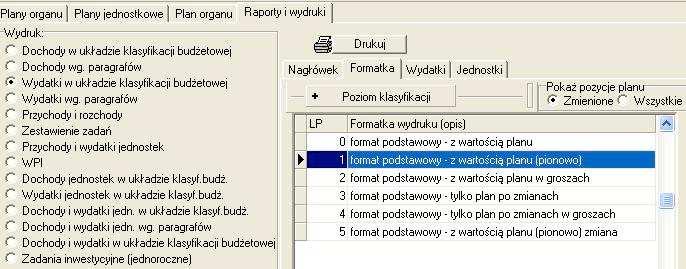 4. ZMIANY DO BUDśETU WYDRUKI DLA UCHWAŁ / ZARZĄDZEŃ ZMIENIAJĄCYCH BUDśET Generalna zasada tworzenia wydruków do uchwał / zarządzeń zmieniających budŝet pozostaje prawie niezmienna z tą róŝnicą Ŝe