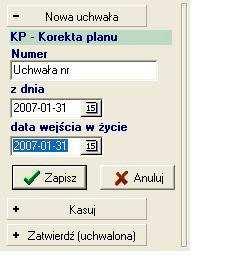 6.2. Przyjmowanie wniosków o zmianę w planie od jednostek organizacyjnych System umoŝliwia przyjmowanie Wnioksów o zmianę w planie z jednostek podległych a następnie ich korektę, odrzucanie lub