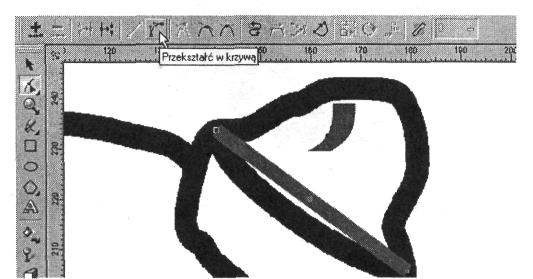 Kliknij lewy kraniec linii, która symbolizuje załamanie ronda