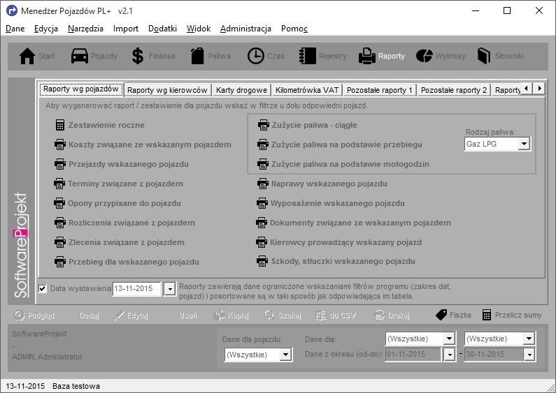 Ważne: mechanizm filtrowania danych oraz sposób sortowania danej kolumny ma również bezpośredni wpływ na zakres i sposób wyświetlania danych na generowanych w programie raportach.