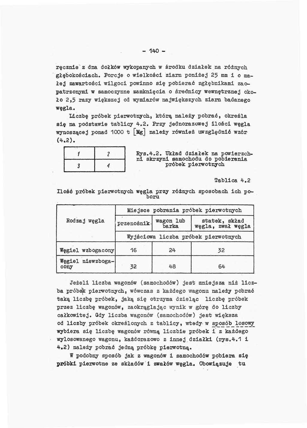 - 140 - ręcznie z dna dołków wykopanych w środku działek na różnych głębokościach* Porcje o wielkości ziarn poniżej 25 mm i o małej zawartości wilgoci powinno się pobierać zgłębnikami zaopatrzonymi w