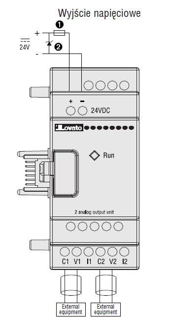 Zastosowanie przekaźników PLC do realizacji algorytmów sterowania... 423 Rys. 11. Moduły rozszerzeń: LRE02AD024 [4] Schemat połączeń regulatora PID z elementem grzewczym (rys.