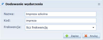 W bocznym menu kliknij gałąź Wydarzenia. Zapoznaj się ze zdefiniowanymi pozycjami słownika. 2.