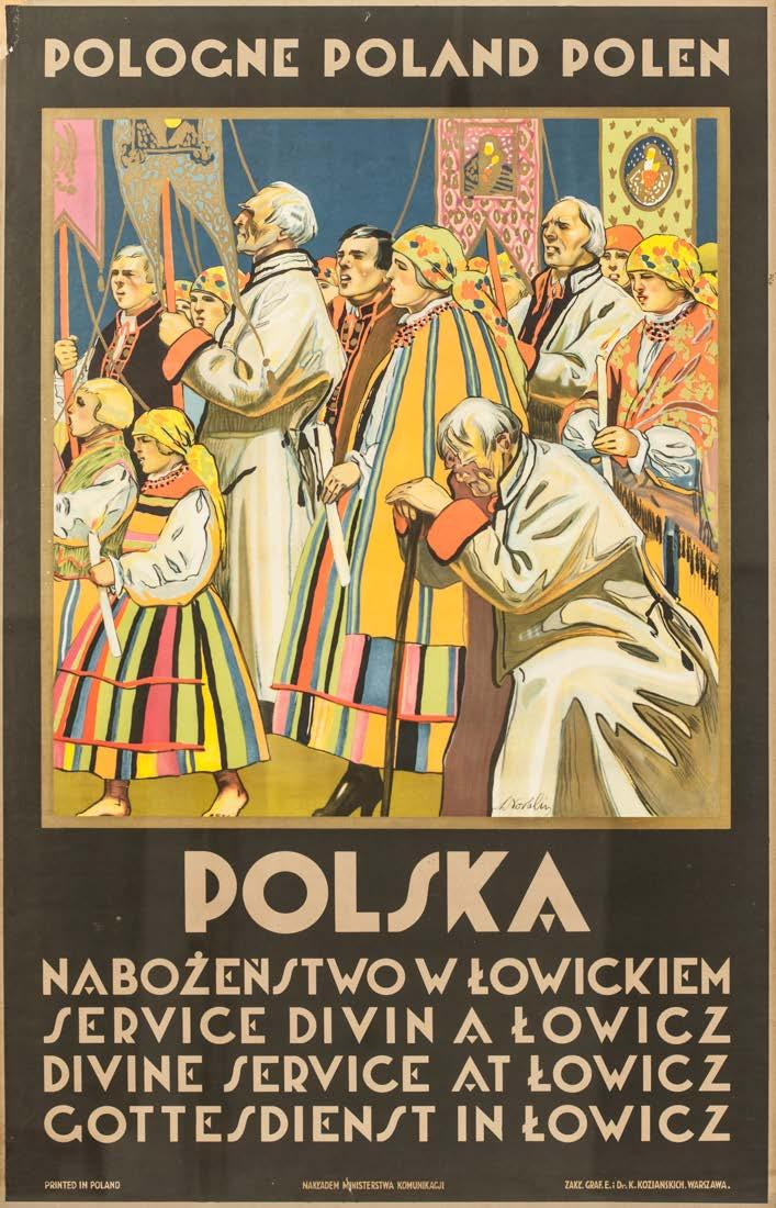 54 52. Plakat Polska. Nabożeństwo w Łowickiem proj. Stefan Norblin, 1925 r.