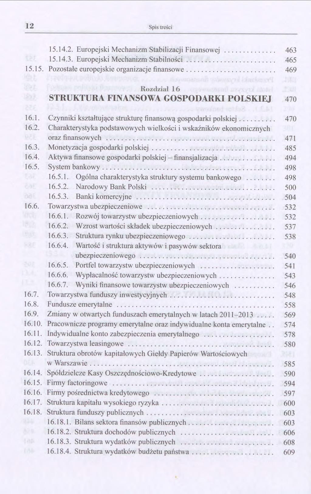 12 Spis treści 15.14.2. Europejski Mechanizm Stabilizacji Finansowej.............. 463 15.14.3. Europejski Mechanizm Stabilności........................ 465 15.15. Pozostałe europejskie organizacje finansowe.