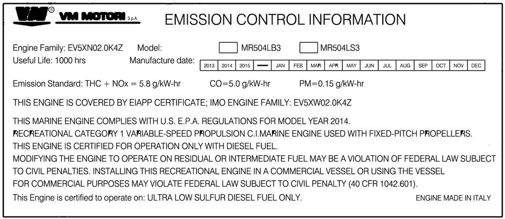 Rozdził 1 - GWARANCJA Nklejk informcyjn kontroli emisji Do silnik frycznie zmocown jest w widocznym miejscu trwł plkietk informcyjn o kontroli emisji (ECI).