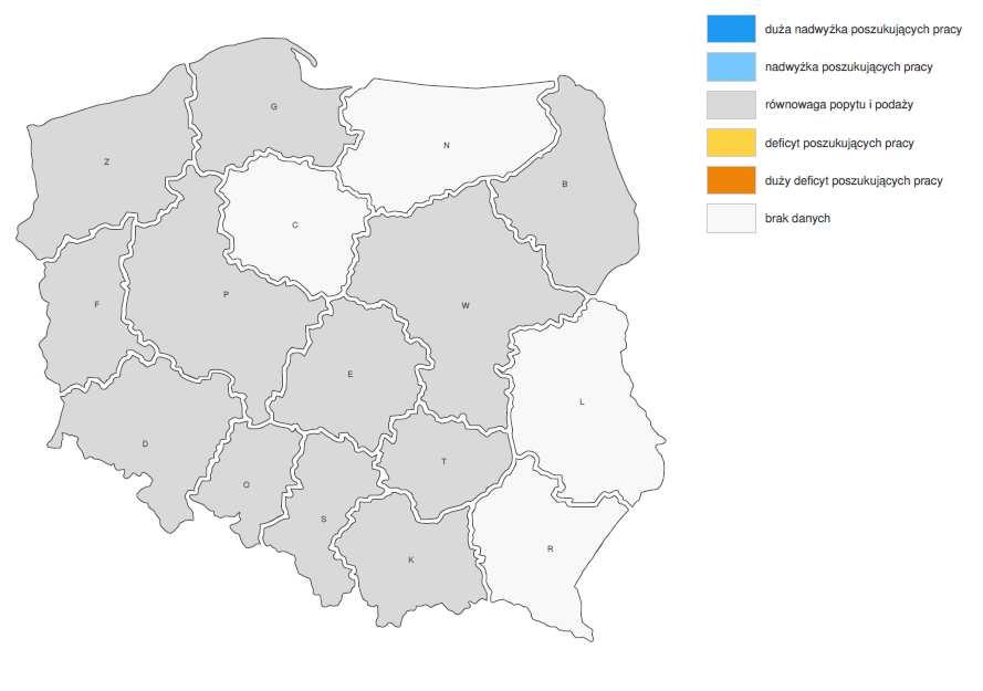 Wykres 2. Prognoza na 2017 w Polsce. Relacja między dostępną siłą roboczą a zapotrzebowaniem na pracowników OPTYCY I PRACOWNICY WYTWARZAJĄCY PROTEZY. Wykres 3.