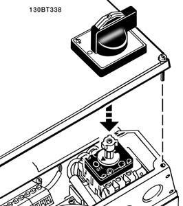Sposób instalacji Montowanie IP55 / NEMA Typ 12 (obudowa typu A5) przy pomocy rozłączników zasilania Wyłącznik zasilania umieszczony jest z lewej strony obudowy B1, B2, C1 oraz C2.