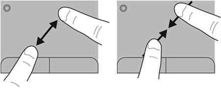 Zbliżanie palców/powiększanie Gest zbliżania palców umożliwia powiększanie lub zmniejszanie obrazów i tekstu.