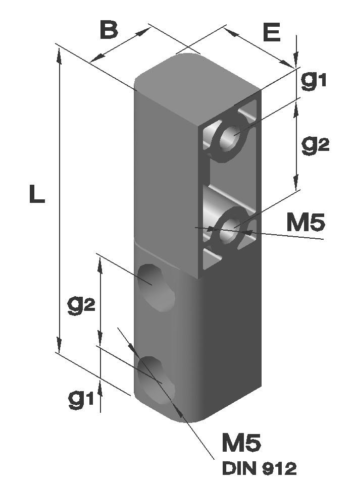 nierdzewna (1.4301) szczotkowana L B C E g1 g2 nierdzewna 6128.04.30 64 13 M5x6 16 8 16 6 6128.