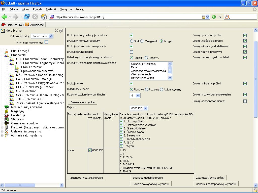 przez program.