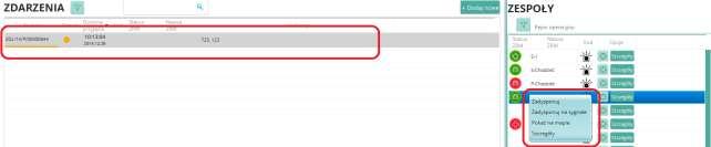 Rysunek 95 Dysponowanie ZRM bezpośrednio z listy Po wykonaniu powyższych czynności wybrany ZRM zostaje