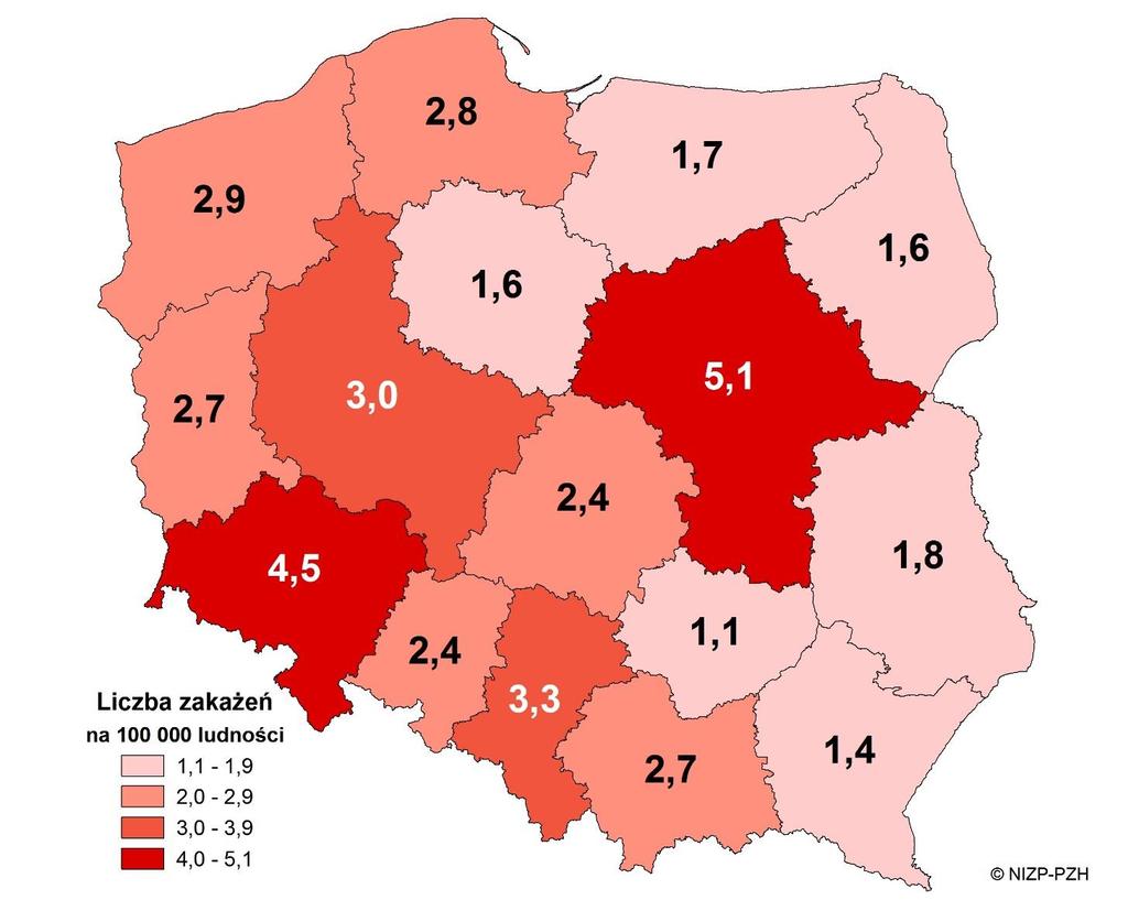 Średnia roczna liczba nowo wykrywanych