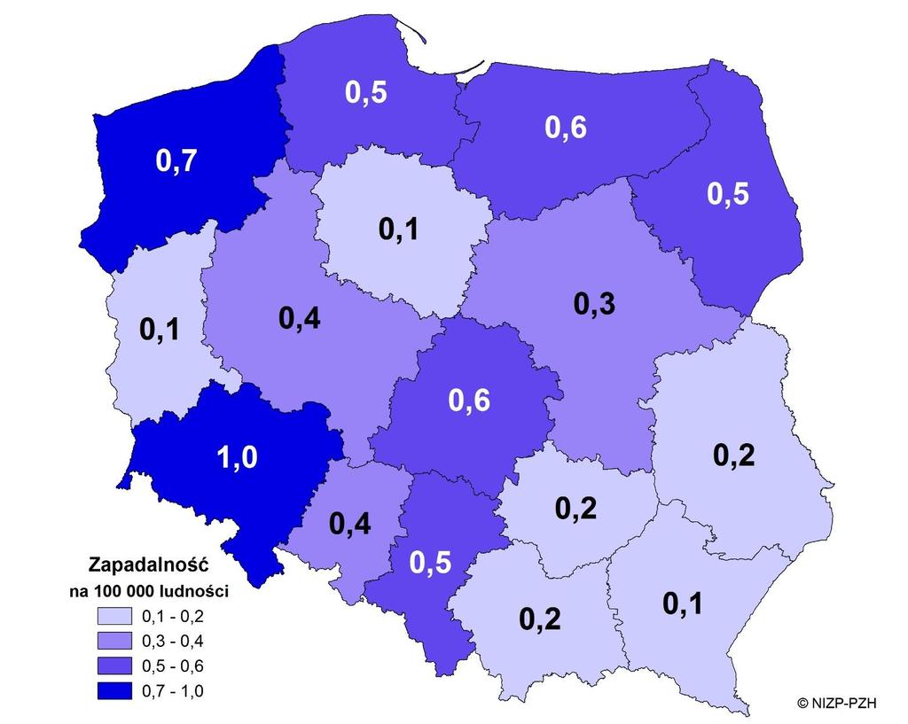 Średnia roczna zapadalność na AIDS